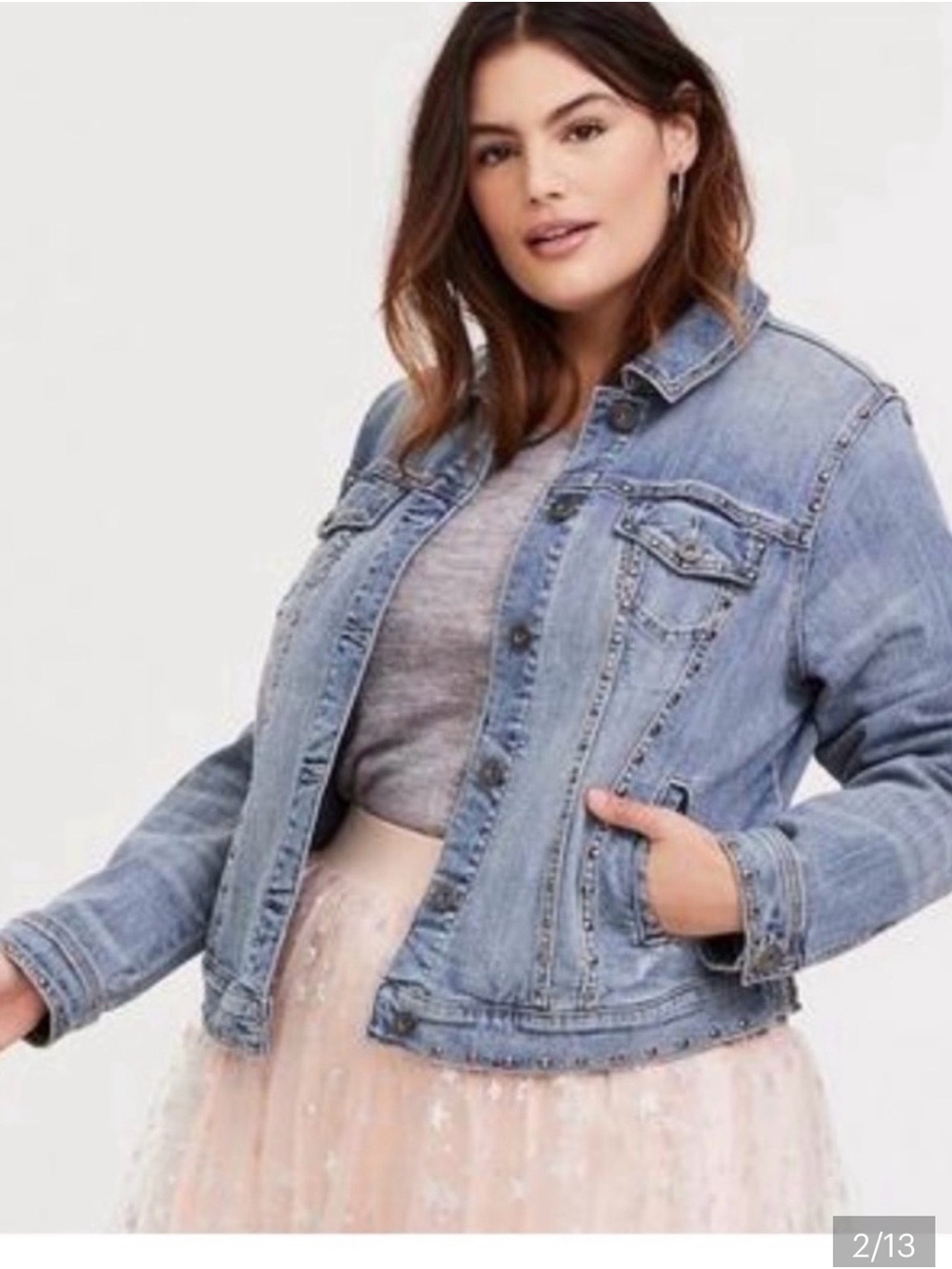 torrid Light Blue Washed Denim Jacket